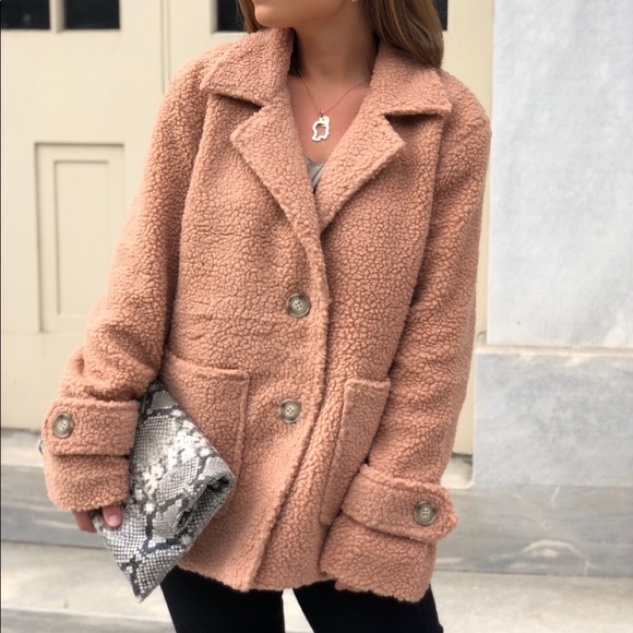 Lorna 2 Teddy Coat - Nude Peach - Picture 7 of 8